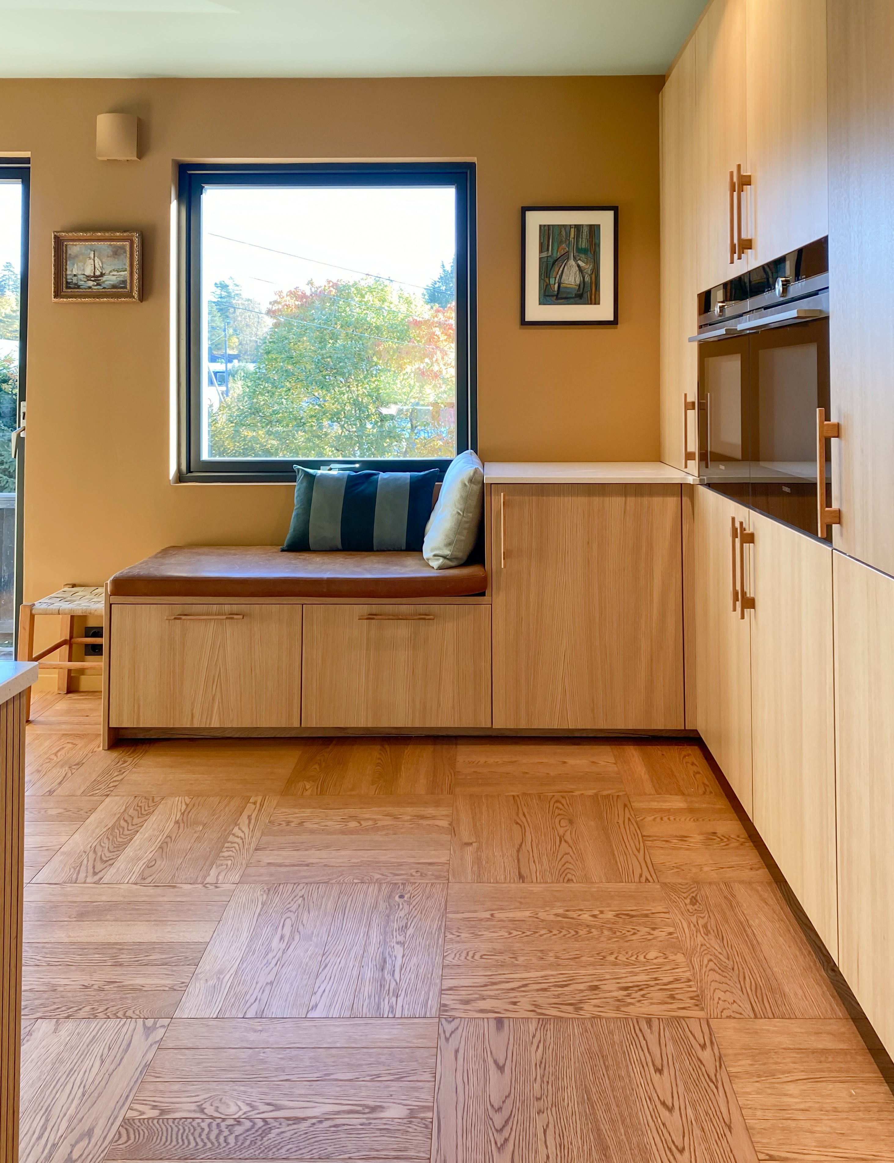 Basket Weave eikeparkett i trekjøkken